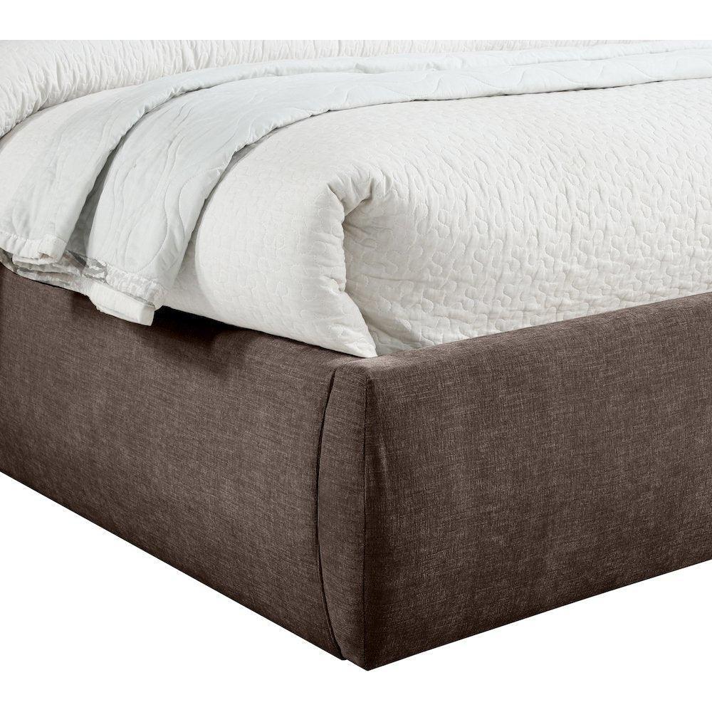 Adam Brown Chenille Fabric Queen Bed