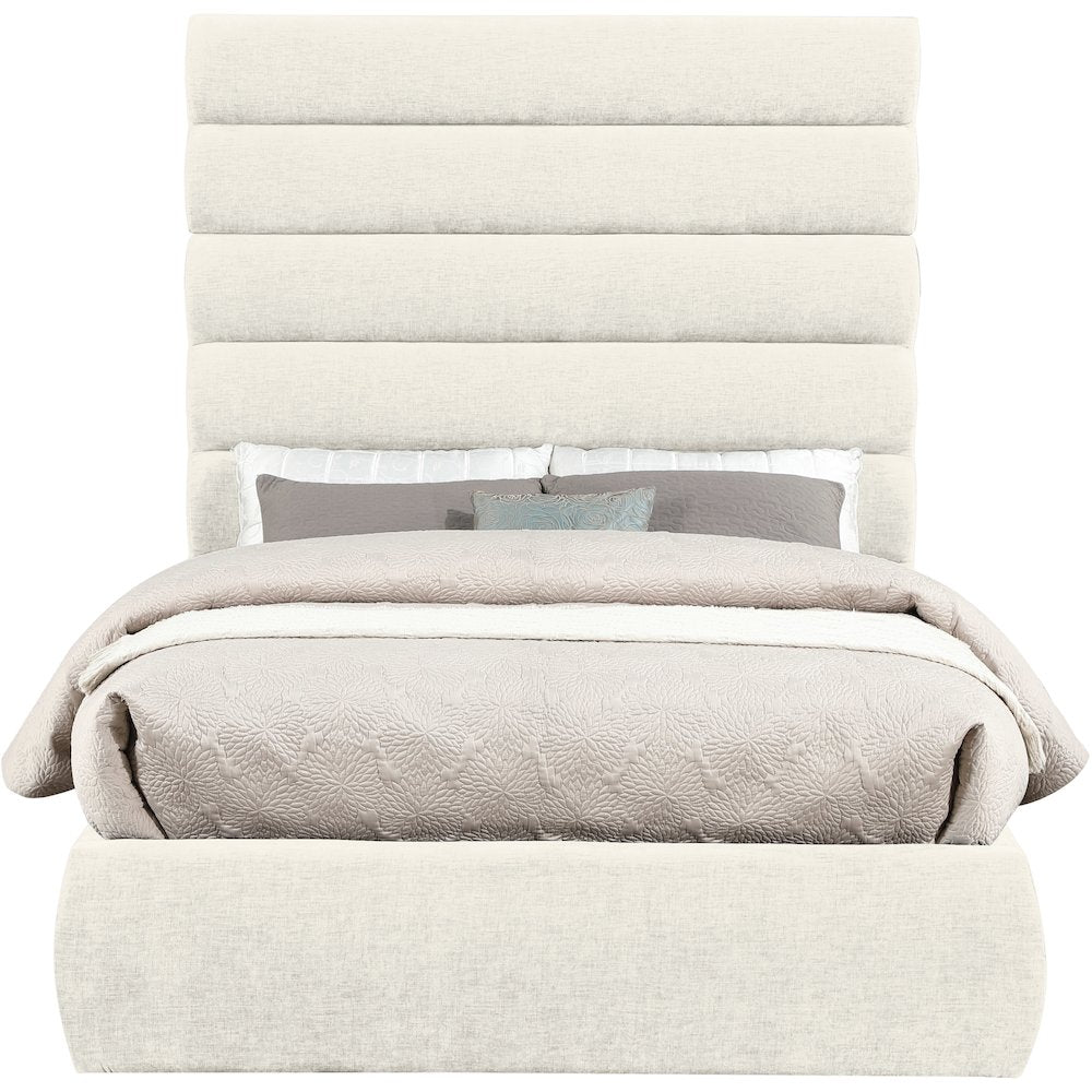 Adam Cream Chenille Fabric Full Bed