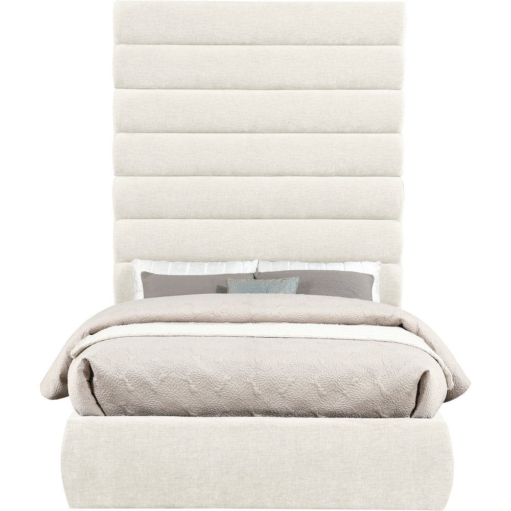 Adam Cream Chenille Fabric Full Bed