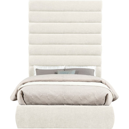 Adam Cream Chenille Fabric Full Bed