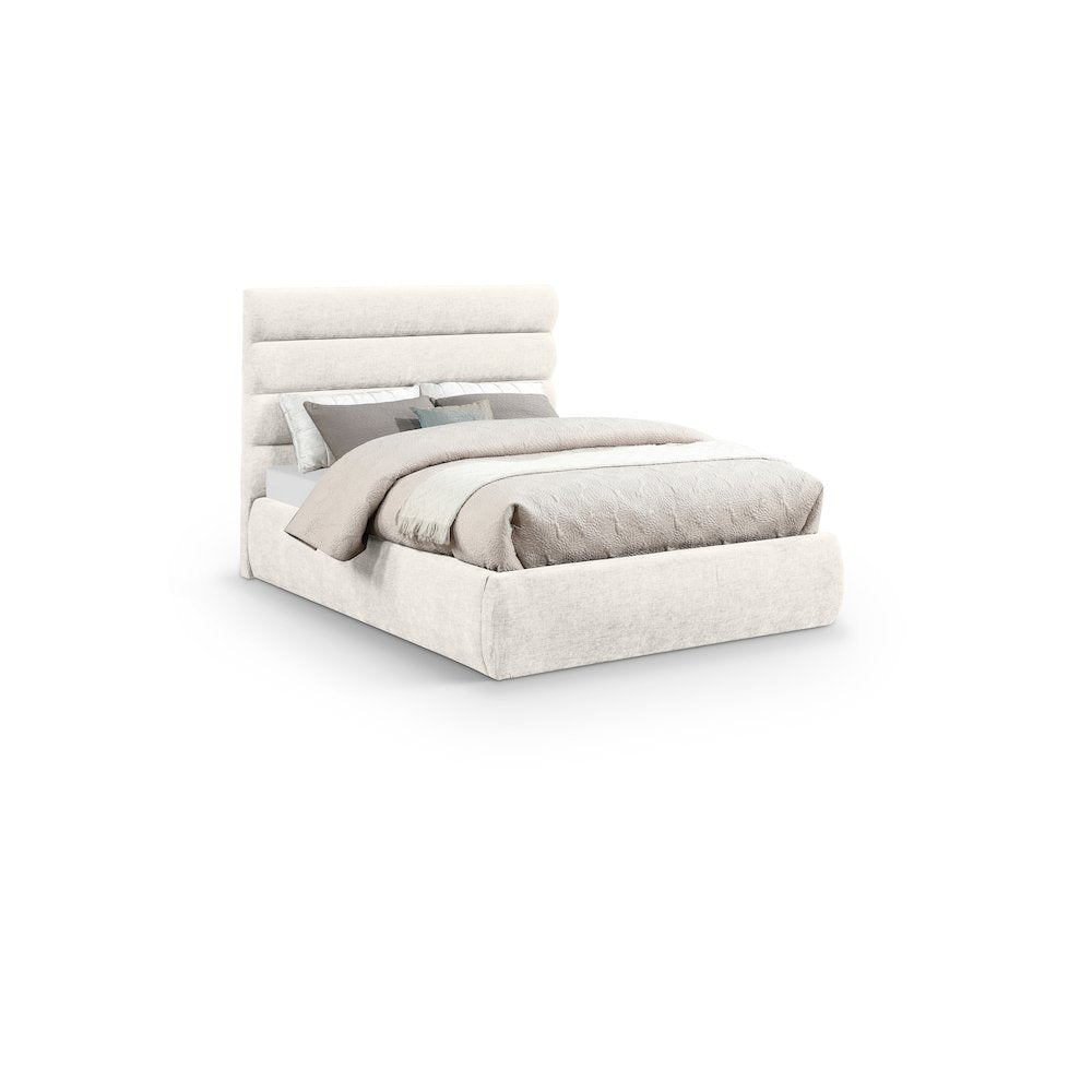Adam Cream Chenille Fabric Full Bed