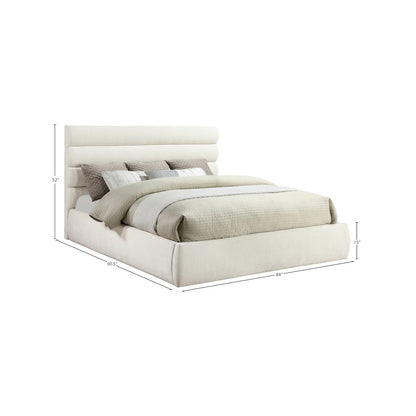 Adam Cream Chenille Fabric King Bed