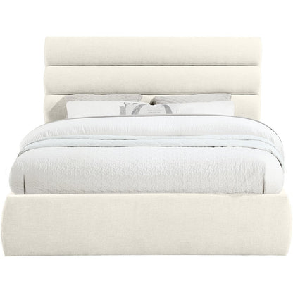 Adam Cream Chenille Fabric Queen Bed