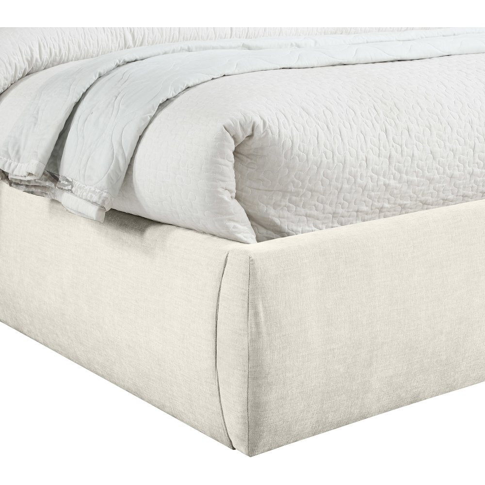 Adam Cream Chenille Fabric Queen Bed