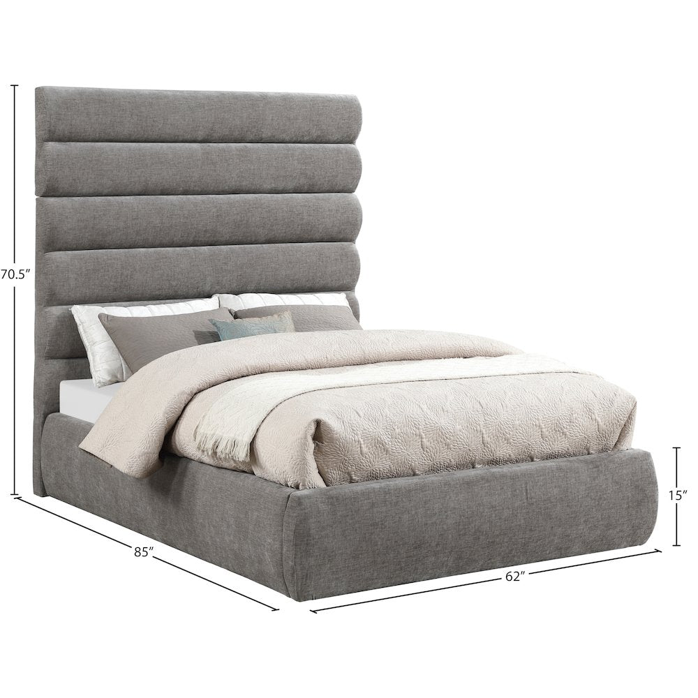 Adam Grey Chenille Fabric Full Bed