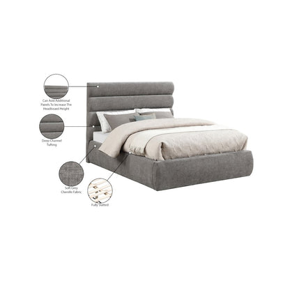 Adam Grey Chenille Fabric Full Bed