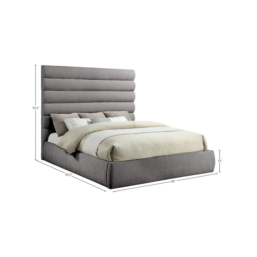 Adam Grey Chenille Fabric King Bed