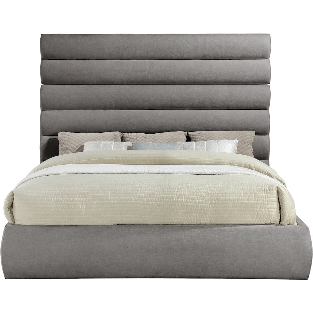 Adam Grey Chenille Fabric King Bed