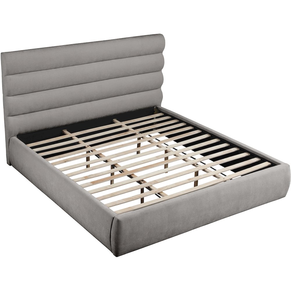 Adam Grey Chenille Fabric King Bed