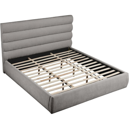 Adam Grey Chenille Fabric King Bed
