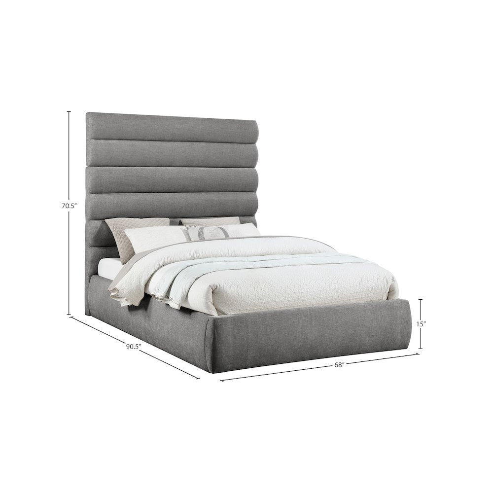 Adam Grey Chenille Fabric Queen Bed