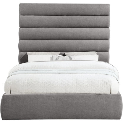Adam Grey Chenille Fabric Queen Bed