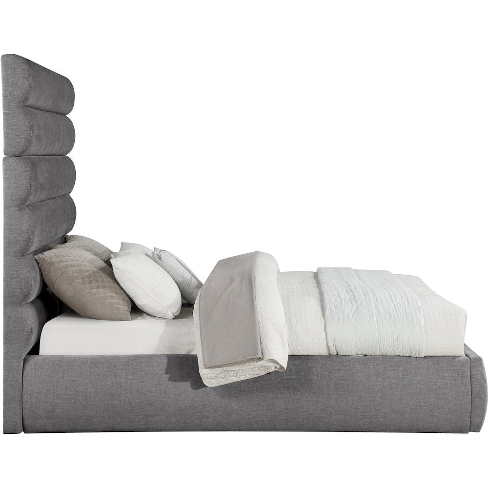 Adam Grey Chenille Fabric Queen Bed