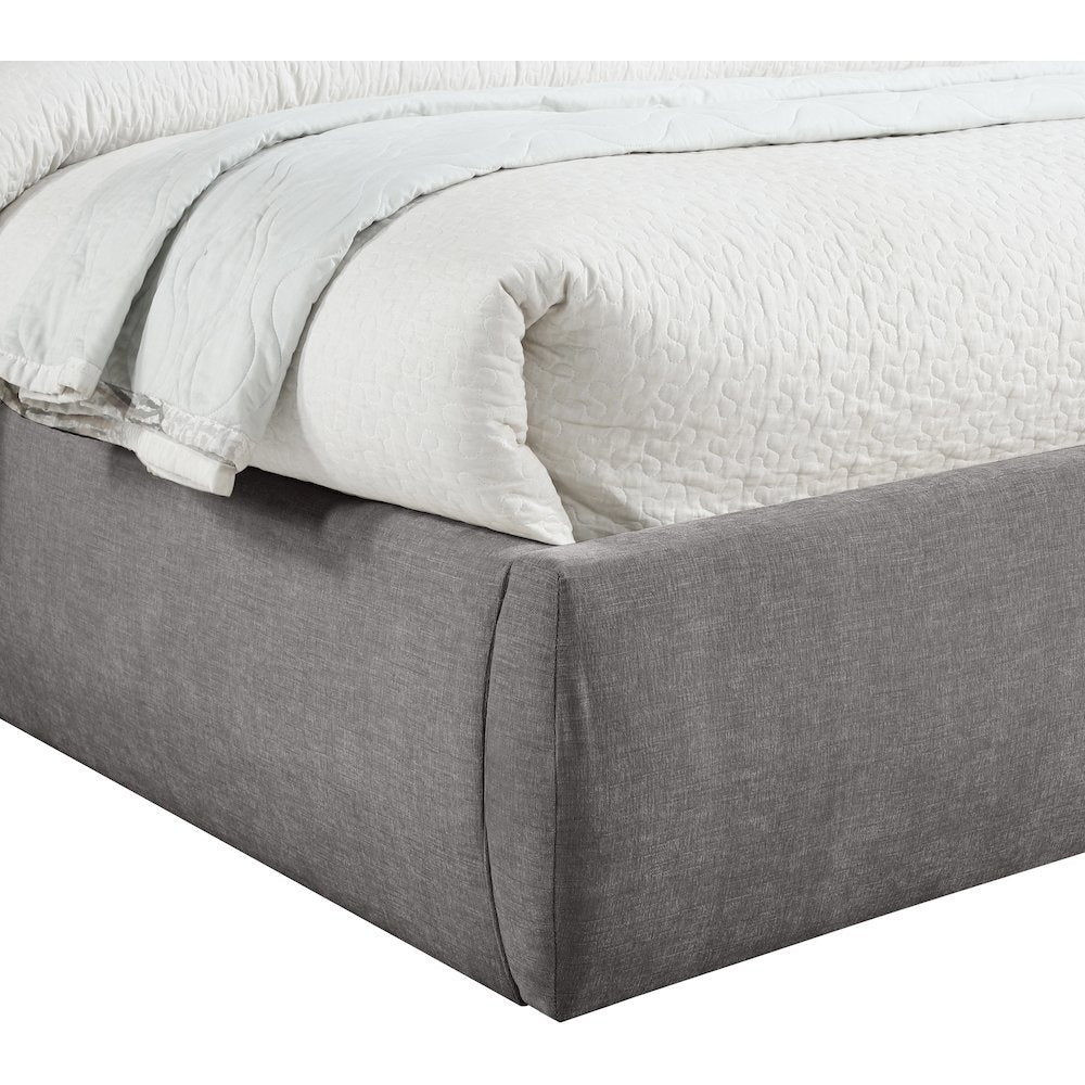 Adam Grey Chenille Fabric Queen Bed