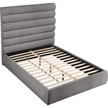 Adam Grey Chenille Fabric Queen Bed