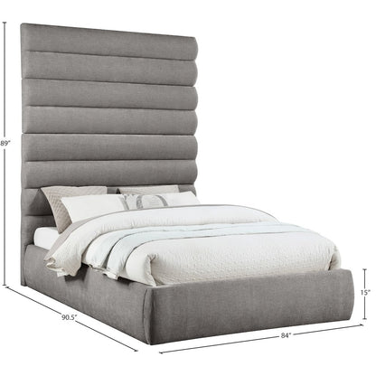 Adam Grey Chenille Fabric Queen Bed