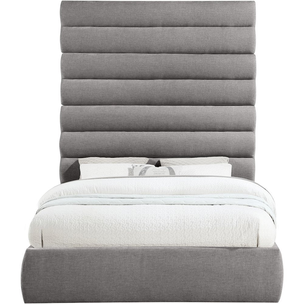 Adam Grey Chenille Fabric Queen Bed