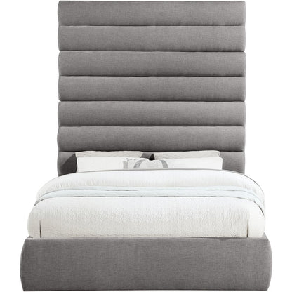 Adam Grey Chenille Fabric Queen Bed