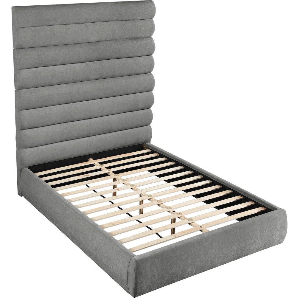 Adam Grey Chenille Fabric Queen Bed