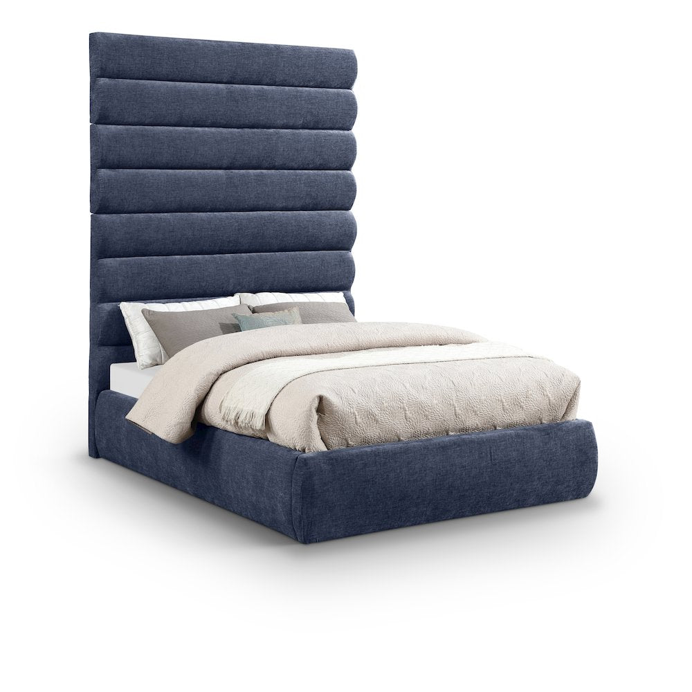 Adam Navy Chenille Fabric Full Bed