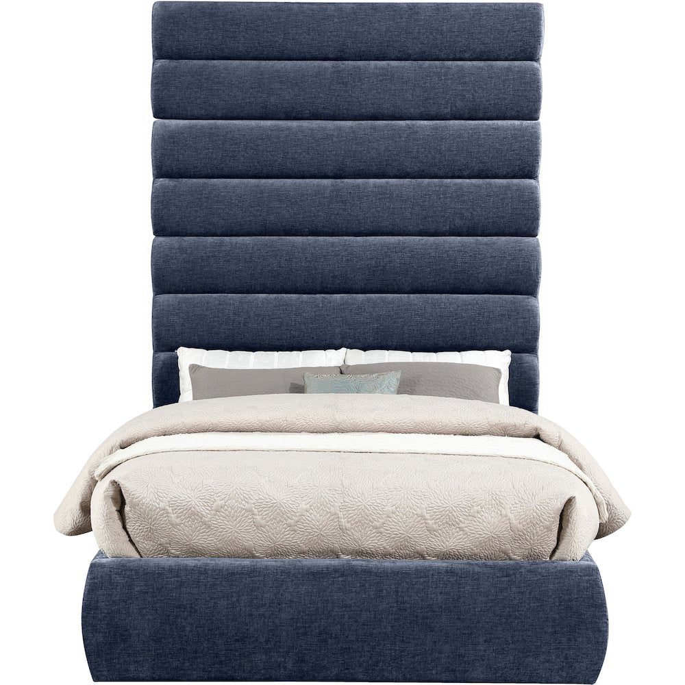 Adam Navy Chenille Fabric Full Bed