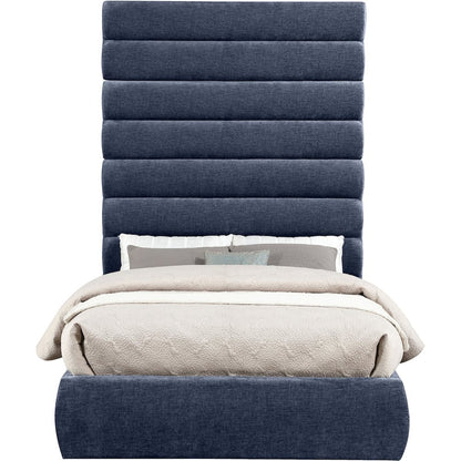 Adam Navy Chenille Fabric Full Bed