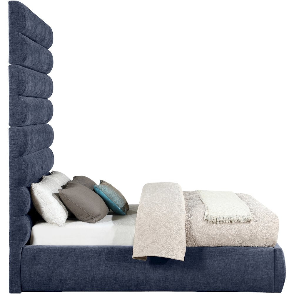 Adam Navy Chenille Fabric Full Bed