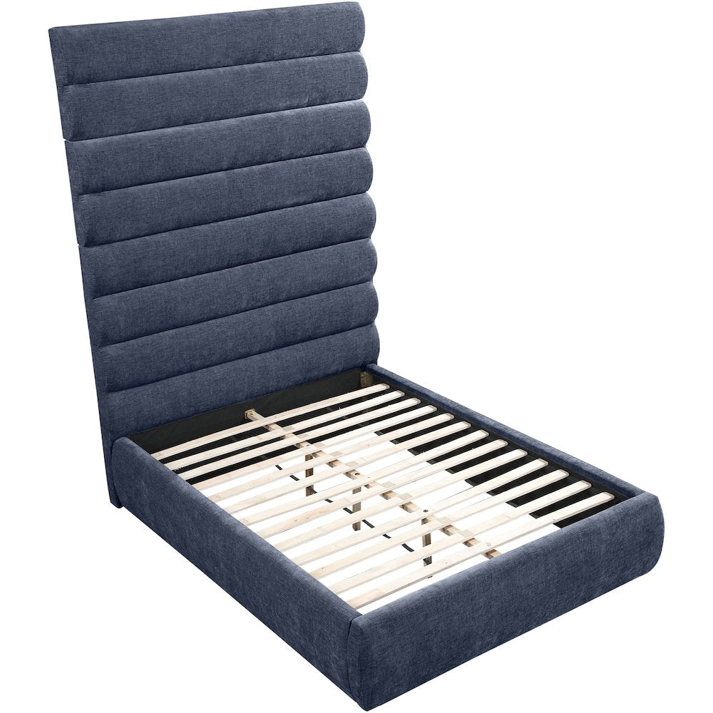 Adam Navy Chenille Fabric Full Bed