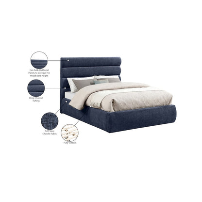 Adam Navy Chenille Fabric Full Bed