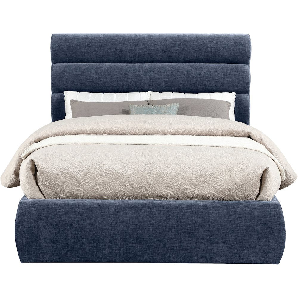 Adam Navy Chenille Fabric Full Bed