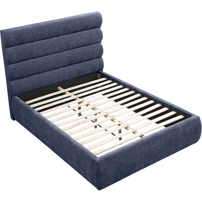 Adam Navy Chenille Fabric Full Bed