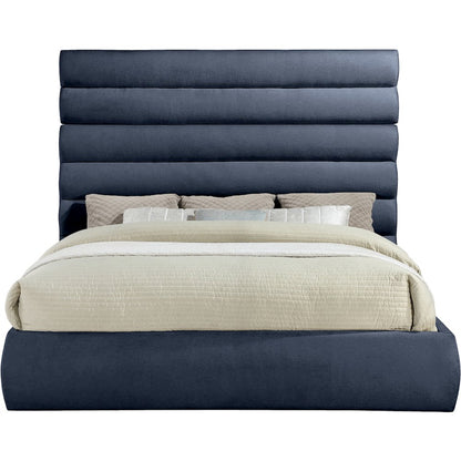 Adam Navy Chenille Fabric King Bed