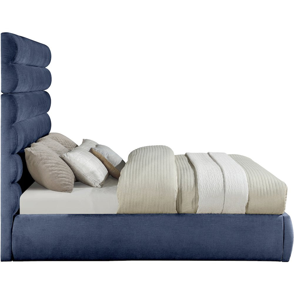 Adam Navy Chenille Fabric King Bed