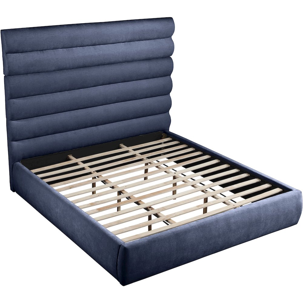 Adam Navy Chenille Fabric King Bed