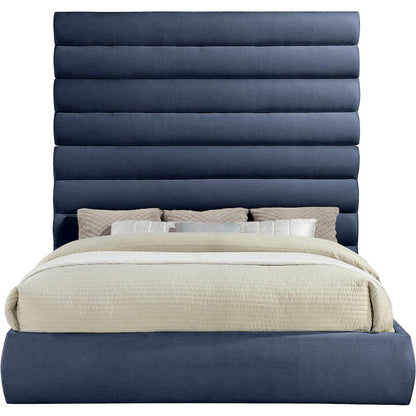 Adam Navy Chenille Fabric King Bed