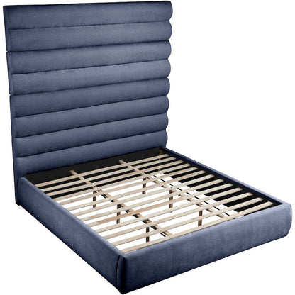 Adam Navy Chenille Fabric King Bed
