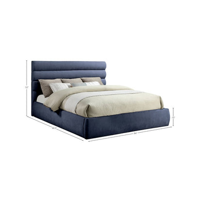 Adam Navy Chenille Fabric King Bed
