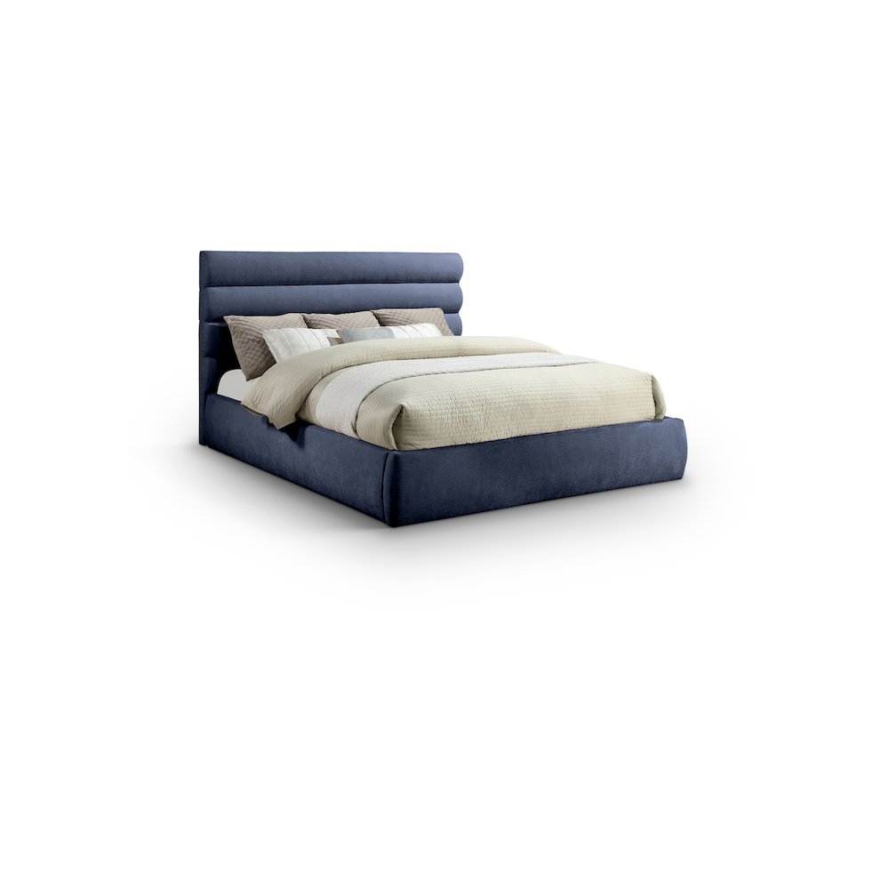 Adam Navy Chenille Fabric King Bed
