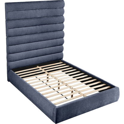 Adam Navy Chenille Fabric Queen Bed