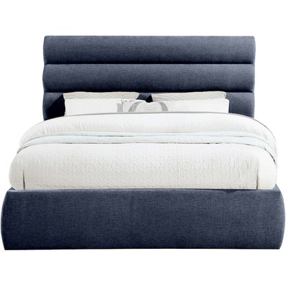 Adam Navy Chenille Fabric Queen Bed