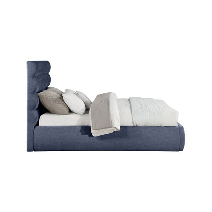 Adam Navy Chenille Fabric Queen Bed