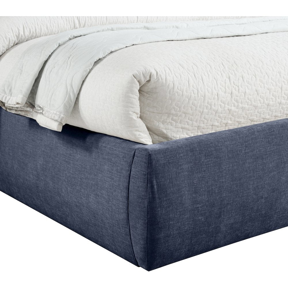 Adam Navy Chenille Fabric Queen Bed