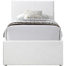 Myles Cream Linen Textured Fabric Twin Trundle Bed