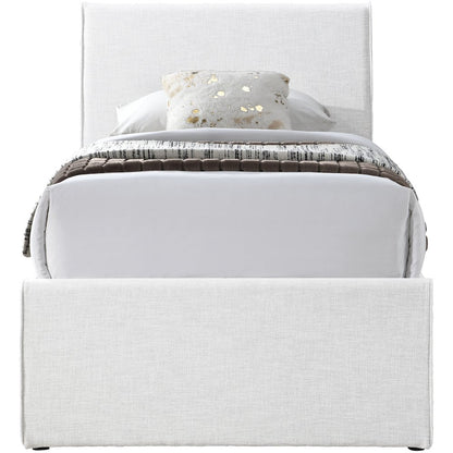 Myles Cream Linen Textured Fabric Twin Trundle Bed
