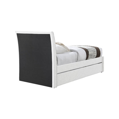 Myles Cream Linen Textured Fabric Twin Trundle Bed