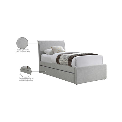 Myles Grey Linen Textured Fabric Twin Trundle Bed
