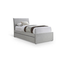 Myles Grey Linen Textured Fabric Twin Trundle Bed