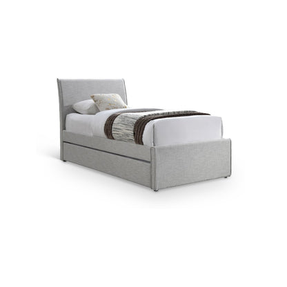 Myles Grey Linen Textured Fabric Twin Trundle Bed