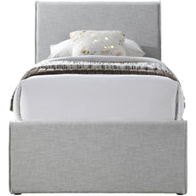 Myles Grey Linen Textured Fabric Twin Trundle Bed