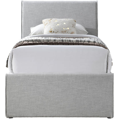 Myles Grey Linen Textured Fabric Twin Trundle Bed